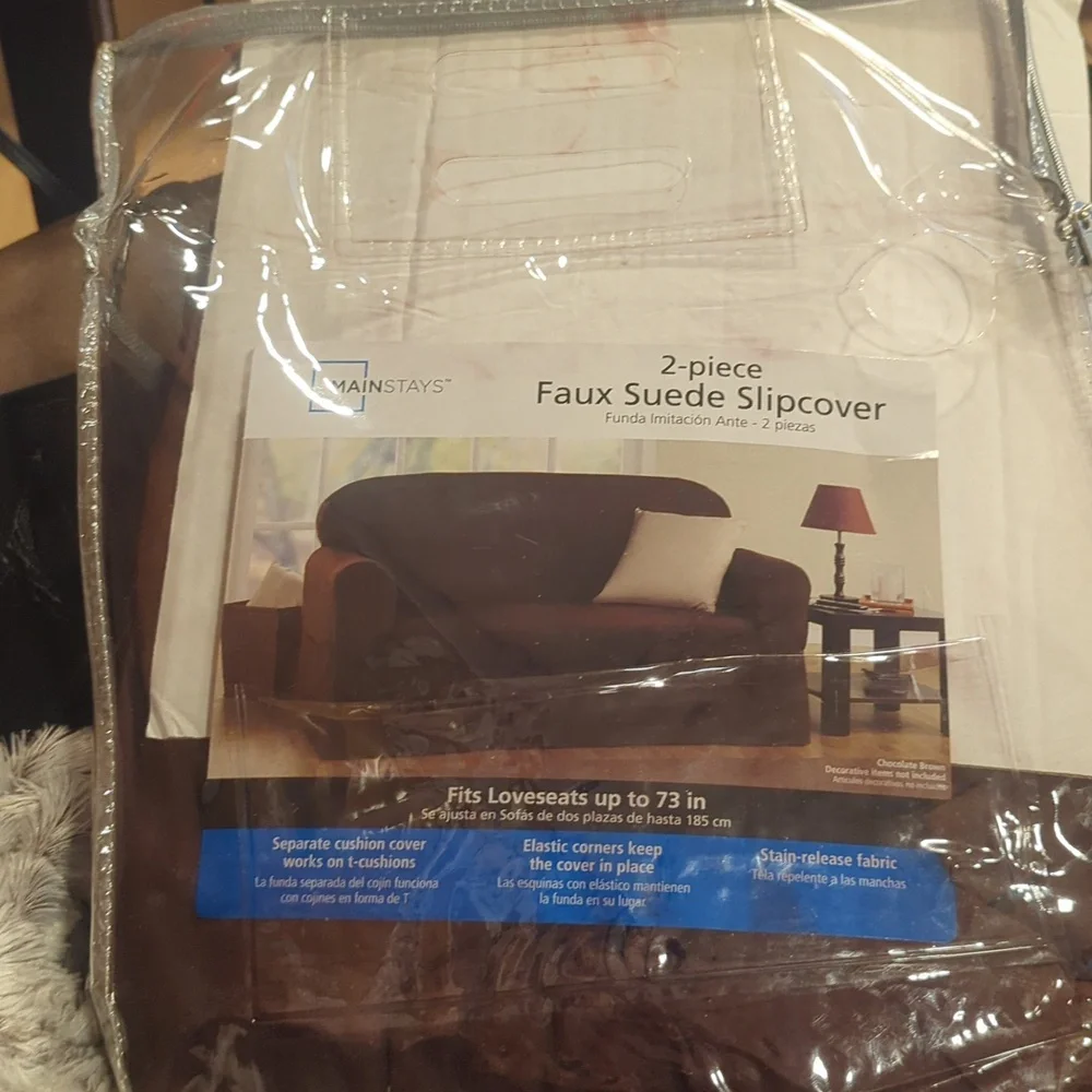 2 piece Faux Suede Slipcover *Chocolate Brown